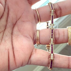 Ruby and diamond bracelet. 14k yellow gold.